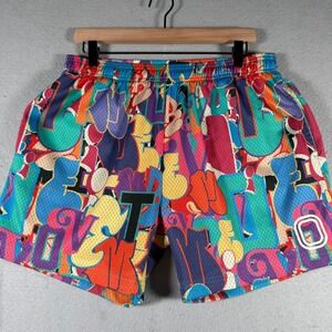 Overtime Vandal Mens Graffiti Mesh Basketball Shorts Multicolor Size Large 5in
